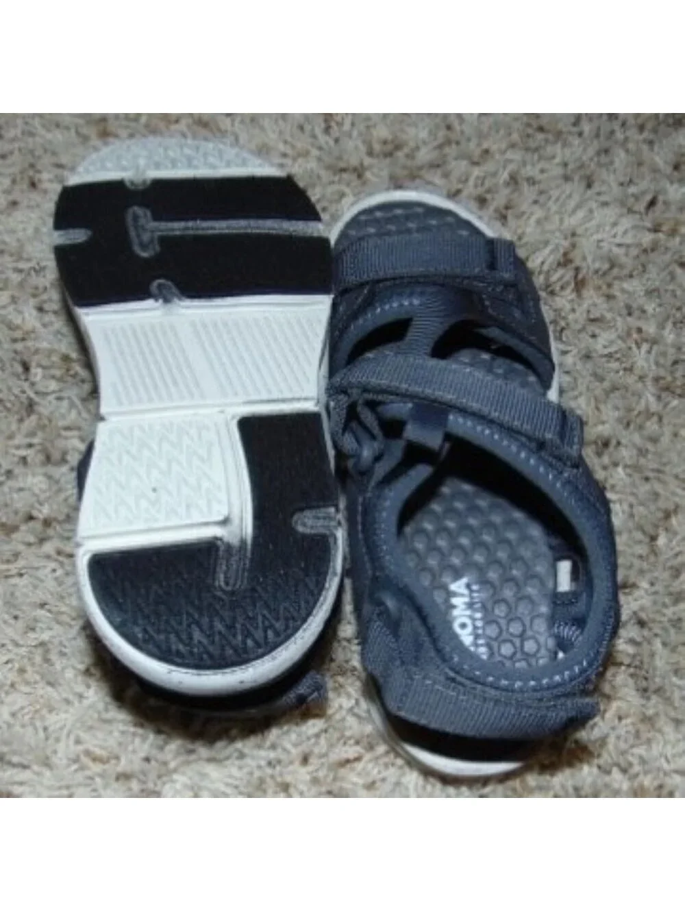 Sonoma Sandals 1 Boys Sonoma Black Sport Open Toe Fx Leather Velcro Straps